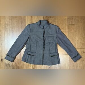 Armani Collezioni Women’s Wool Blazer Fringe Shimmer Polkadot Size 10